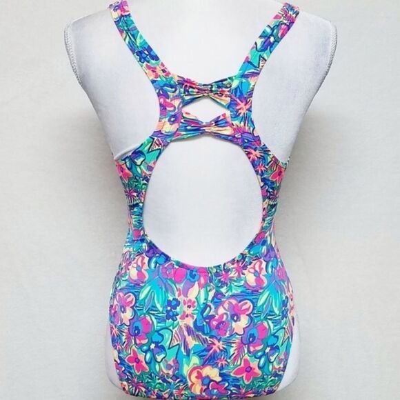 VINTAGE 80s Ocean Pacific Neon Tropical Swimsuit - Picture 6 of 11